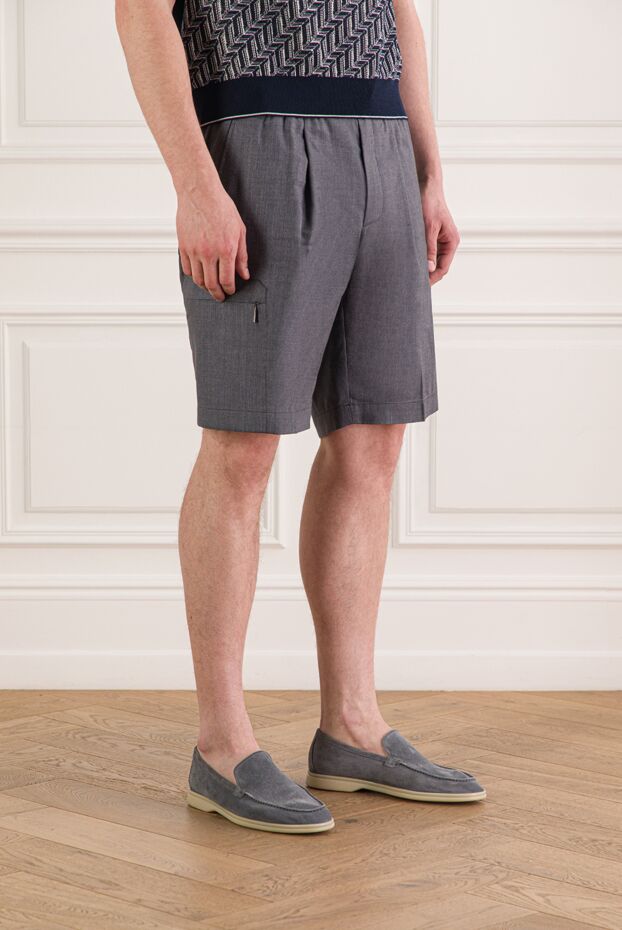 Stefano Ricci men's grey wool and linen shorts with elastic waistband 193584 - photo 3