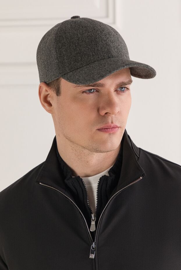 Loro Piana gray baseball cap with a curved brim made of cashmere 193608 - photo 2