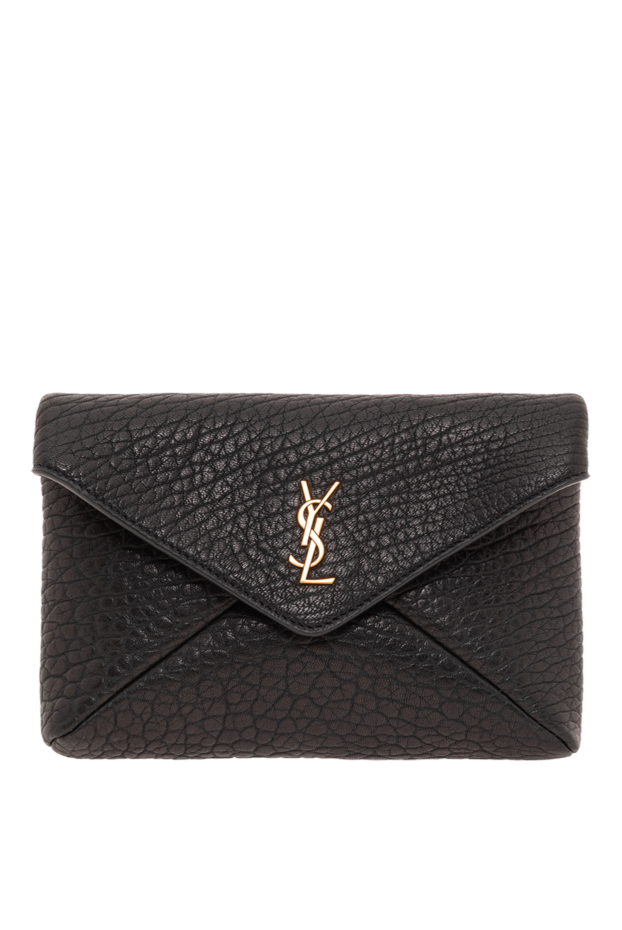 Saint Laurent сумочка черная на цепочке из телячьей кожи c логотипом cassandre 193619 - фото 1