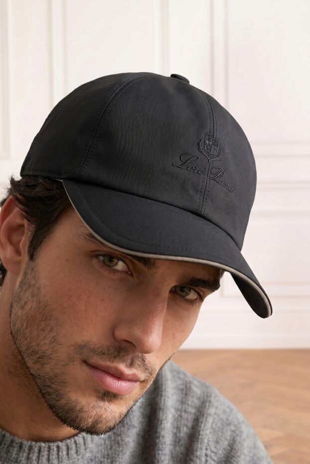 Loro Piana темно-серая бейсболка из микрофибры с вышитым логотипом-гербом 193630 - фото 1