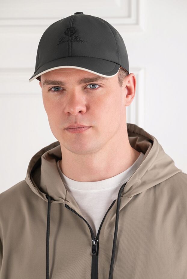 Loro Piana dark grey microfiber baseball cap with embroidered crest logo 193630 - photo 2