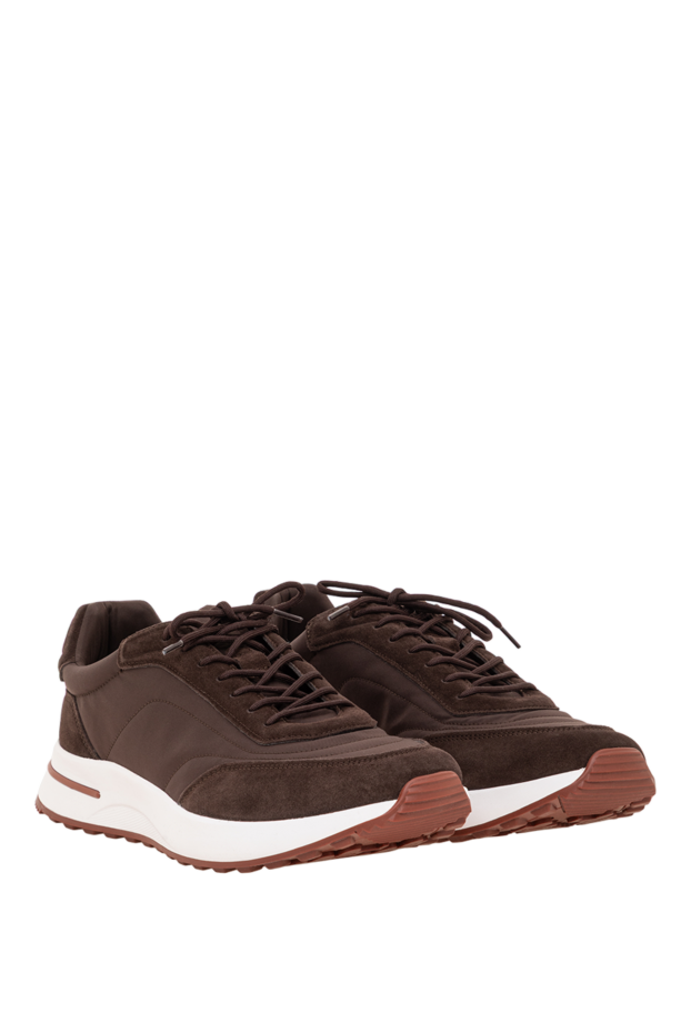 Loro Piana men's brown wind microfiber and suede sneakers 193641 - photo 3