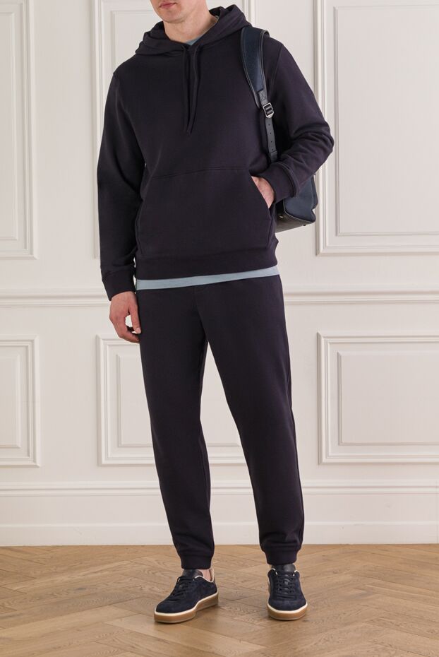 Loro Piana dark blue men's knitted tracksuit with a classic cut 193643 - photo 2