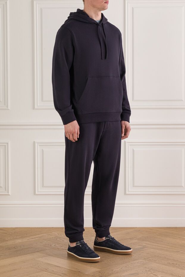 Loro Piana dark blue men's knitted tracksuit with a classic cut 193643 - photo 3