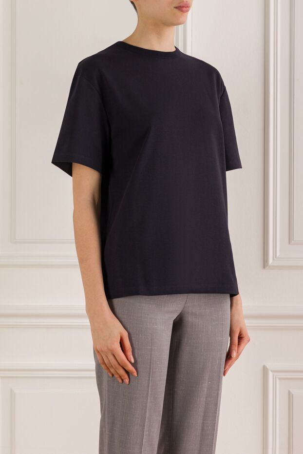 Loro Piana women's dark blue crew neck t-shirt 193646 - photo 3