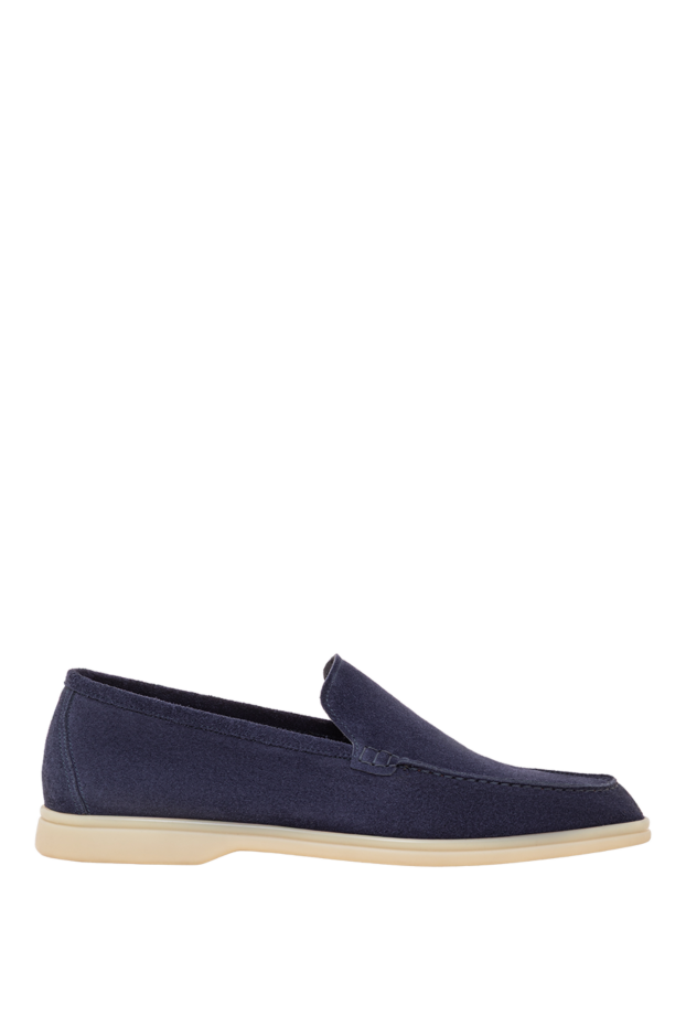 Cesare di Napoli men's blue suede loafers with a white sole 193664 - photo 1