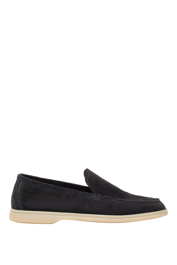 Cesare di Napoli men's dark blue suede loafers with a white sole 193666 - photo 1