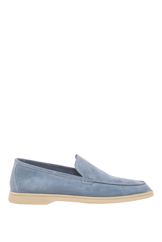 Cesare di Napoli light blue men's loafers made of genuine suede with a light flexible sole 193679 - photo 1
