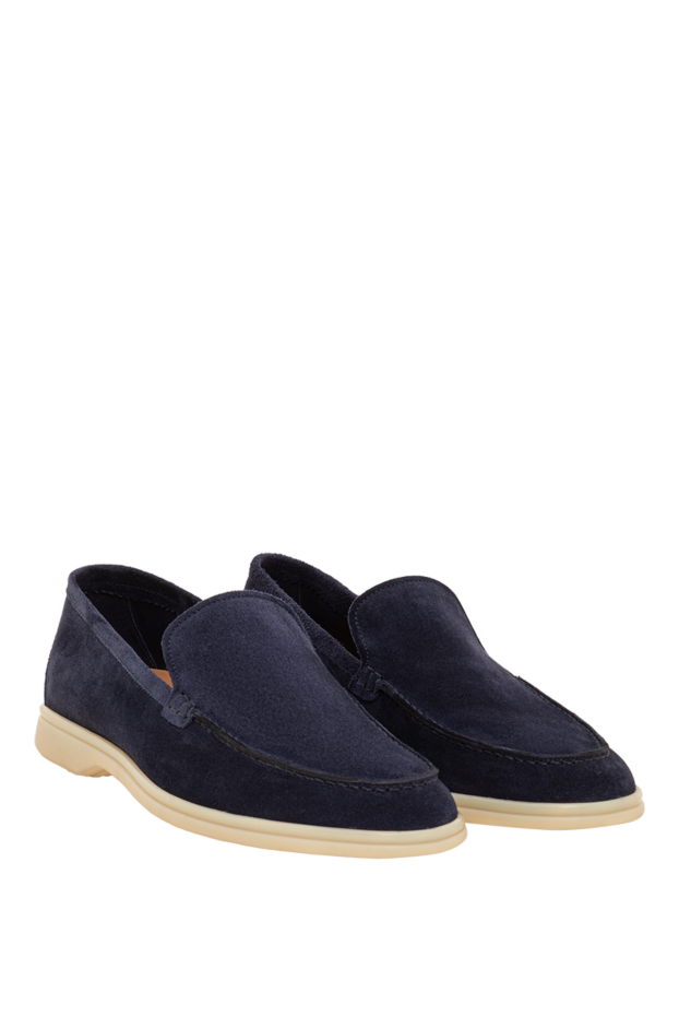 Cesare di Napoli men's blue loafers made of premium genuine suede 193681 - photo 3