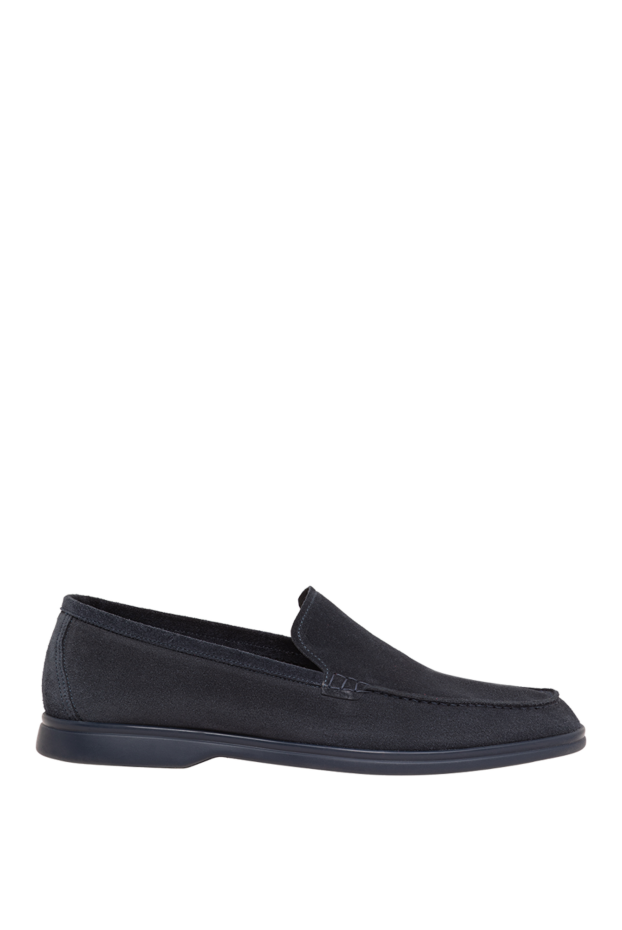 Cesare di Napoli men's dark blue suede loafers with a thin sole 193683 - photo 1
