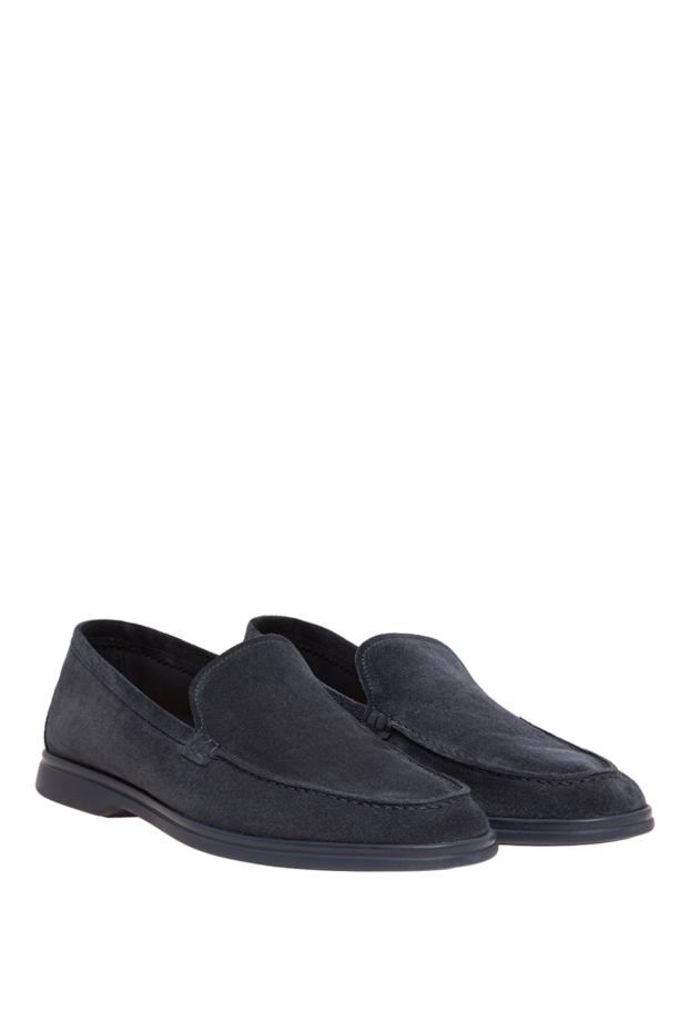 Cesare di Napoli men's dark blue suede loafers with a thin sole 193683 - photo 3
