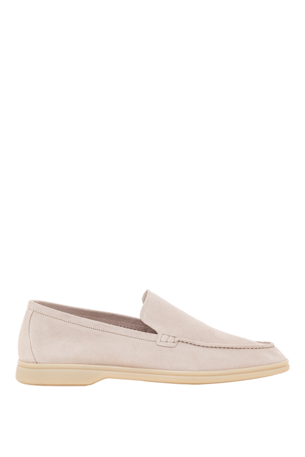 Cesare di Napoli men's light beige suede loafers with a soft sole 193684 - photo 1