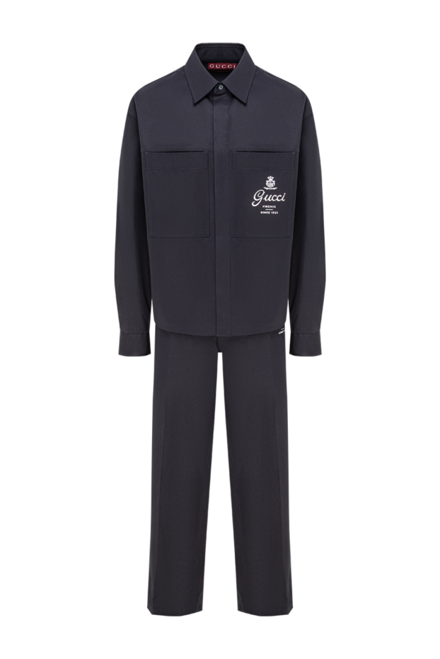Чоловічий темно-синій костюм для прогулянки в стилі Workwear - фото 1