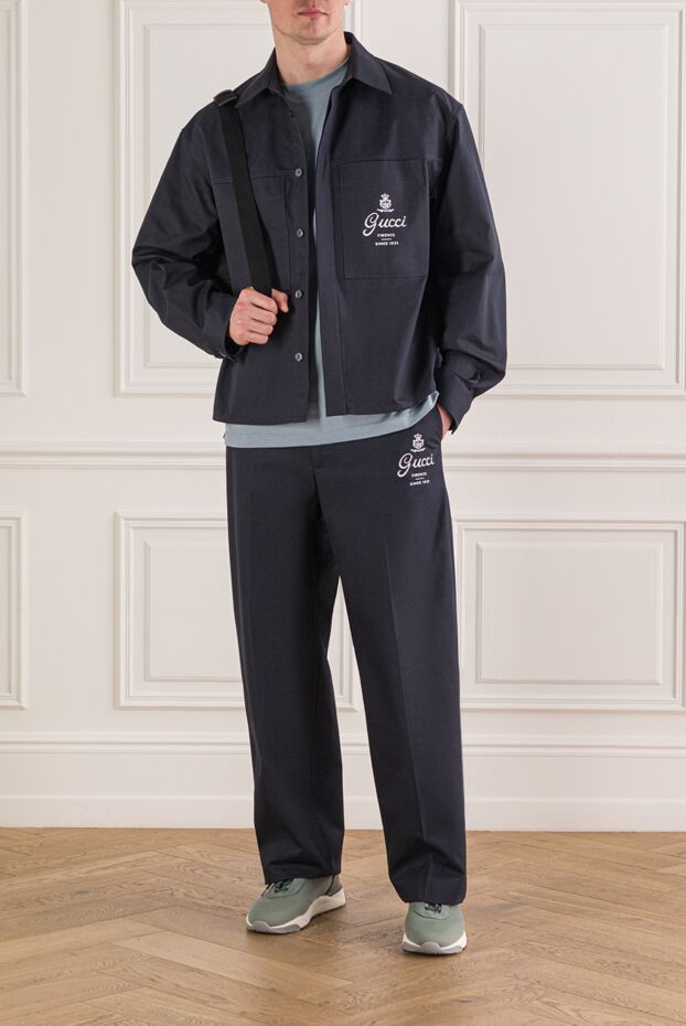 Чоловічий темно-синій костюм для прогулянки в стилі Workwear - фото 2