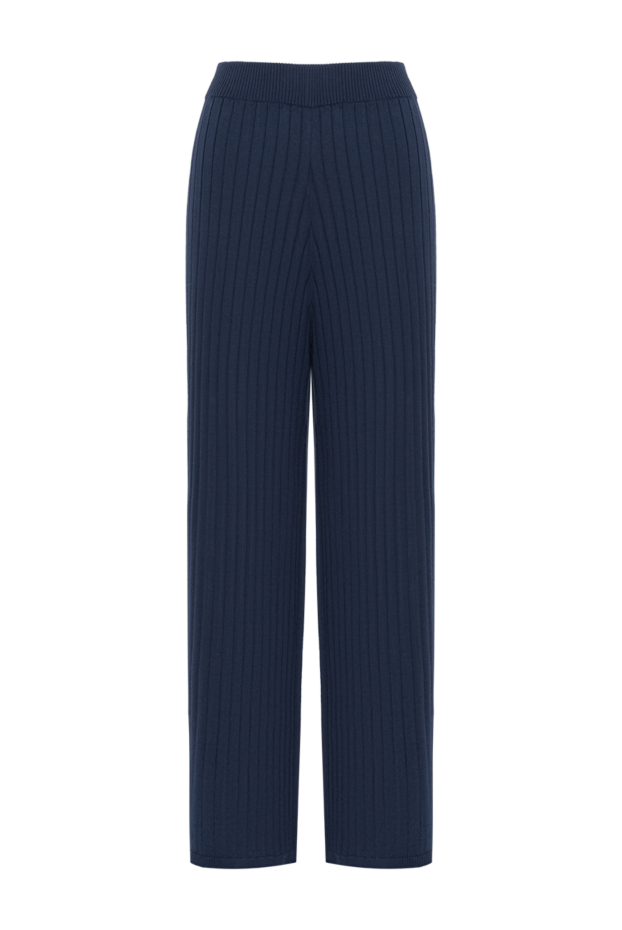 Navy blue ribbed knit wide-leg trousers - photo 1