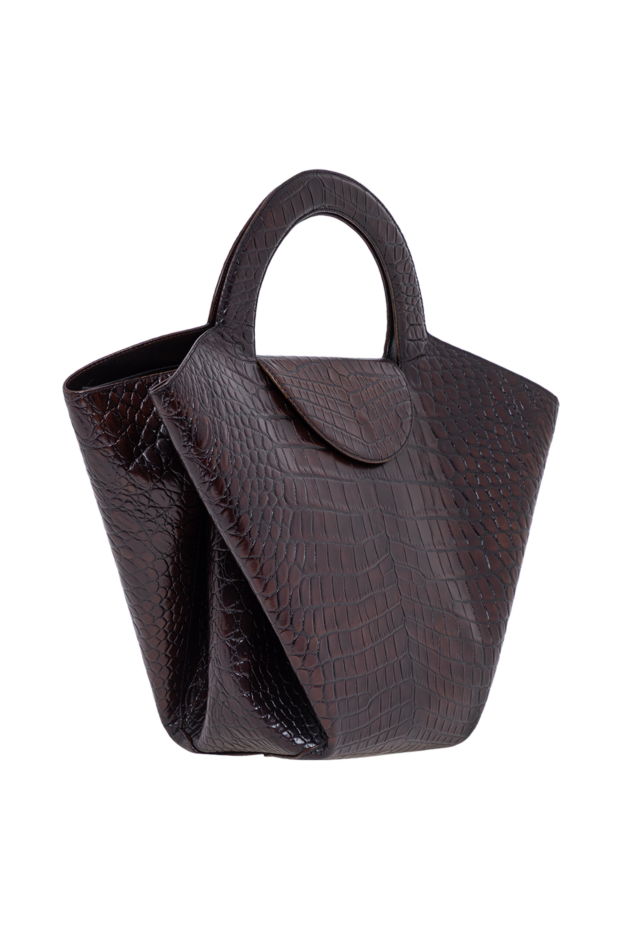 Bottega Veneta women's doll bag in dark brown with crocodile embossing 193726 - photo 3