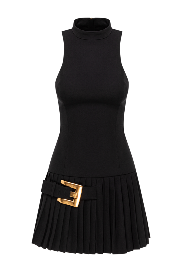 Balmain black fitted mini dress with a stand-up collar made of wool 193727 - photo 1