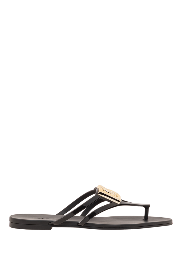 Dolce & Gabbana thong sandals black beach slides with gold logo 193734 - photo 1