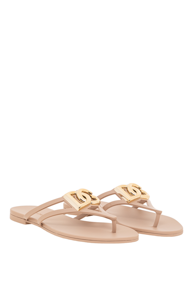 Dolce & Gabbana thong sandals beige beach slides with gold logo 193735 - photo 3