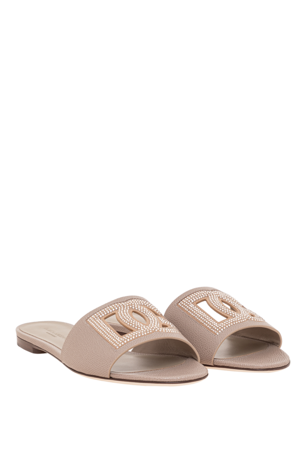Dolce & Gabbana beige leather slides with textured dg logo 193736 - photo 3