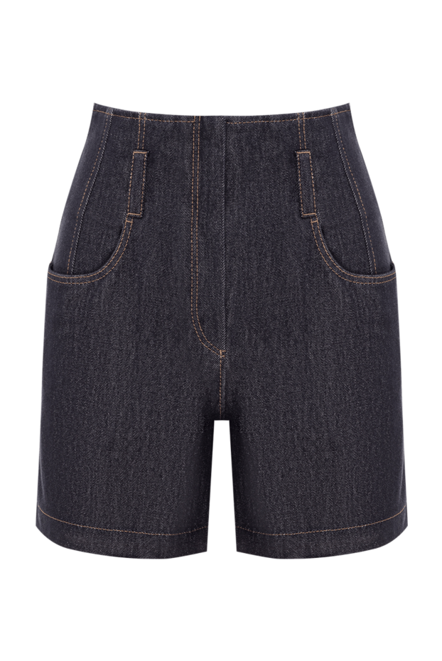Women's high-waist denim shorts with distinctive contrast stitching - photo 1