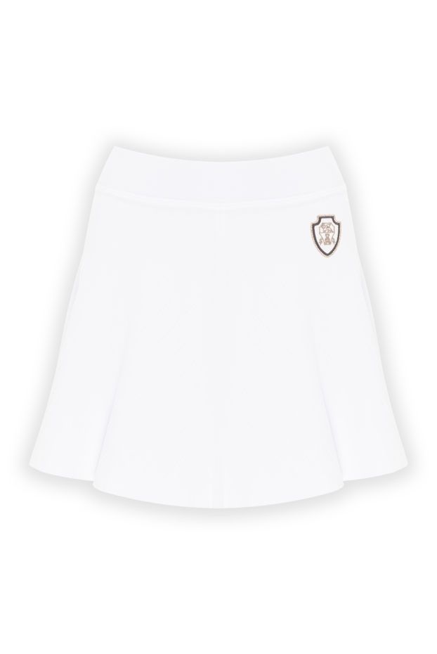 White cotton mini skirt with logo patch - photo 1