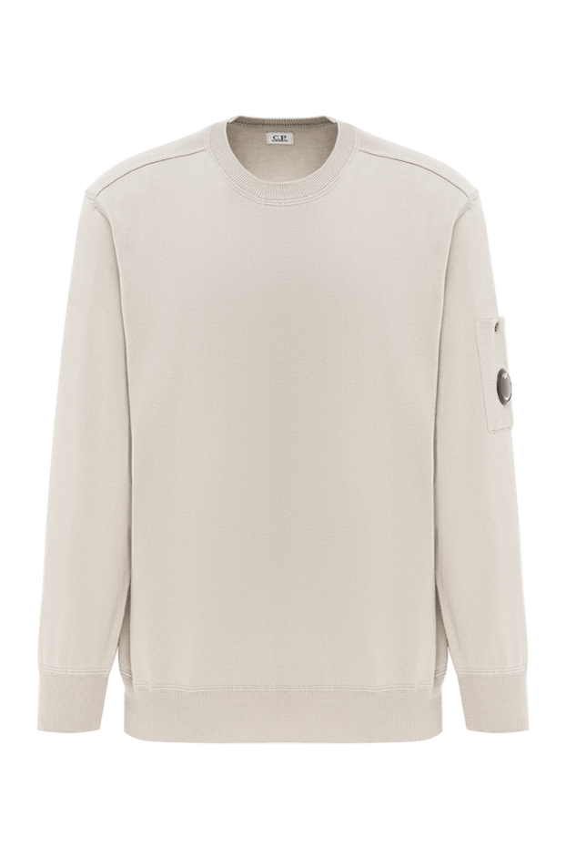 Men's ivory jumper made of thick cotton jersey - photo 1