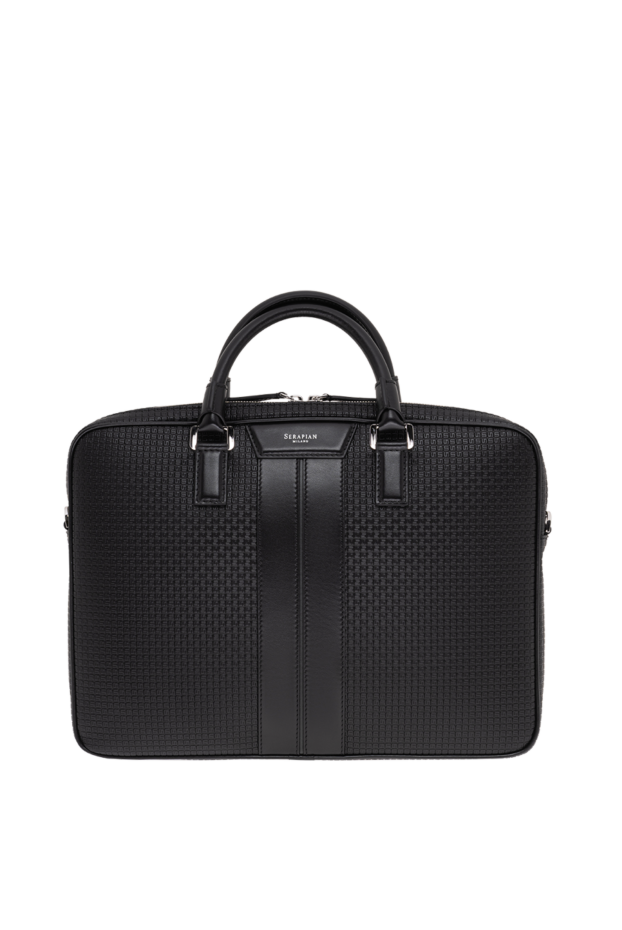 Serapian slim black stepan briefcase with calfskin inserts 193892 - photo 1