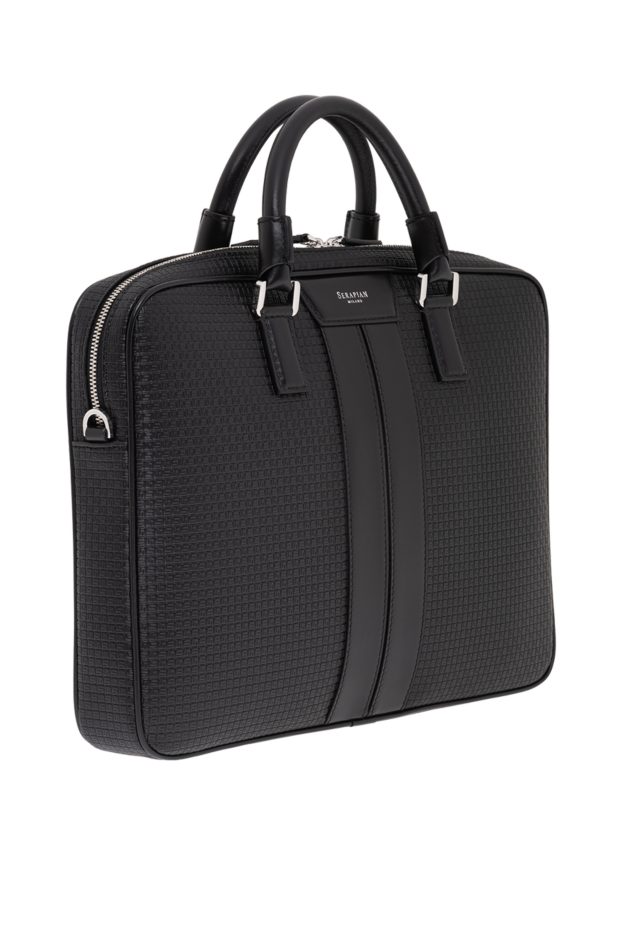 Serapian slim black stepan briefcase with calfskin inserts 193892 - photo 3