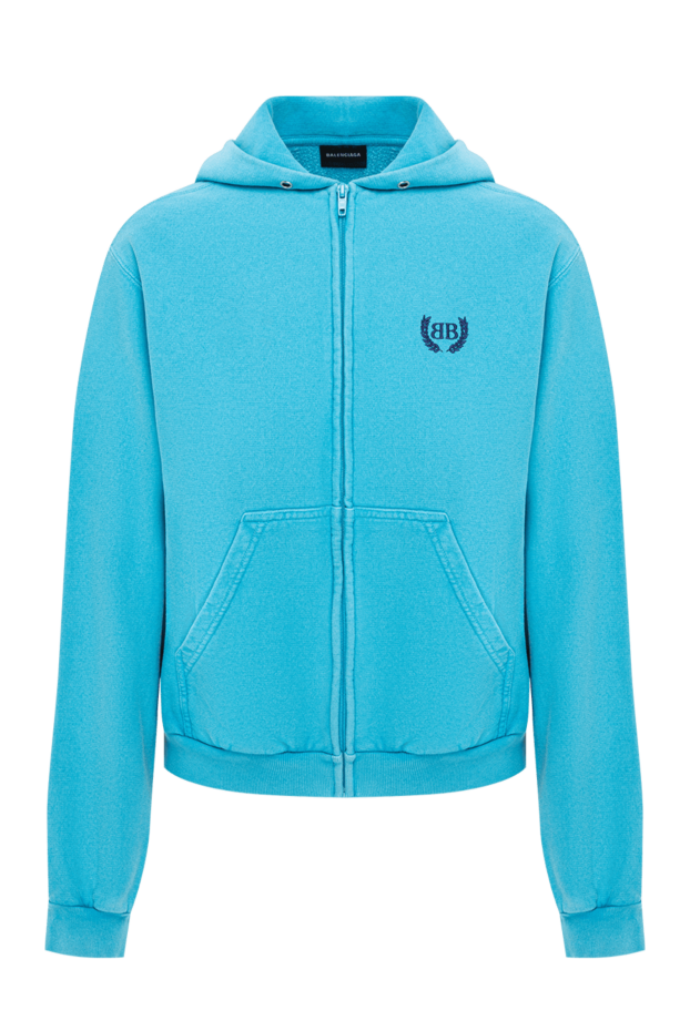 Light blue loose-fitting hoodie with a hood and zip fastening - photo 1