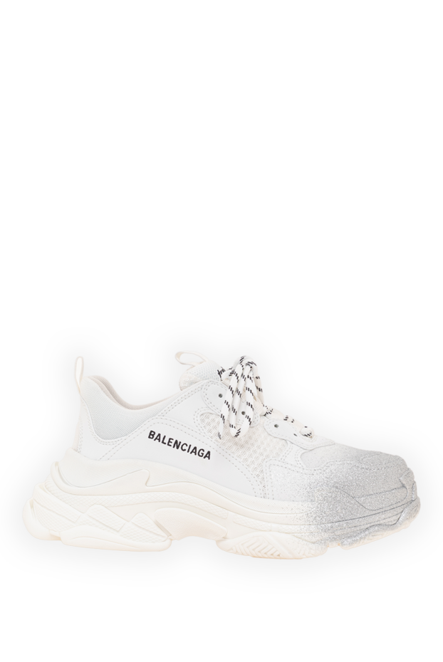 Women's Triple S Glitter Spray sneakers in white and silver - photo 1