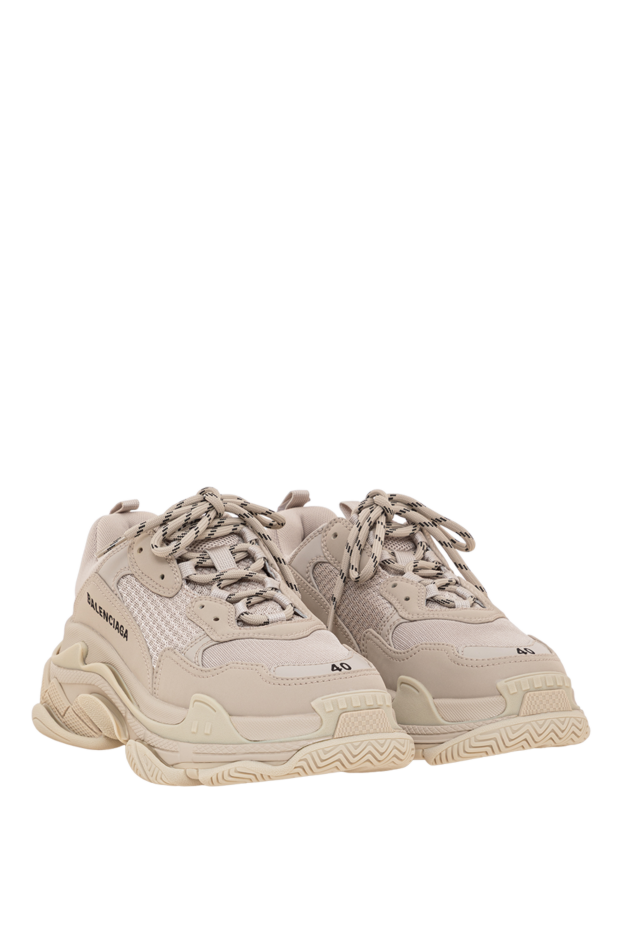 Balenciaga women's triple s glitter spray sneakers in beige 193913 - photo 3