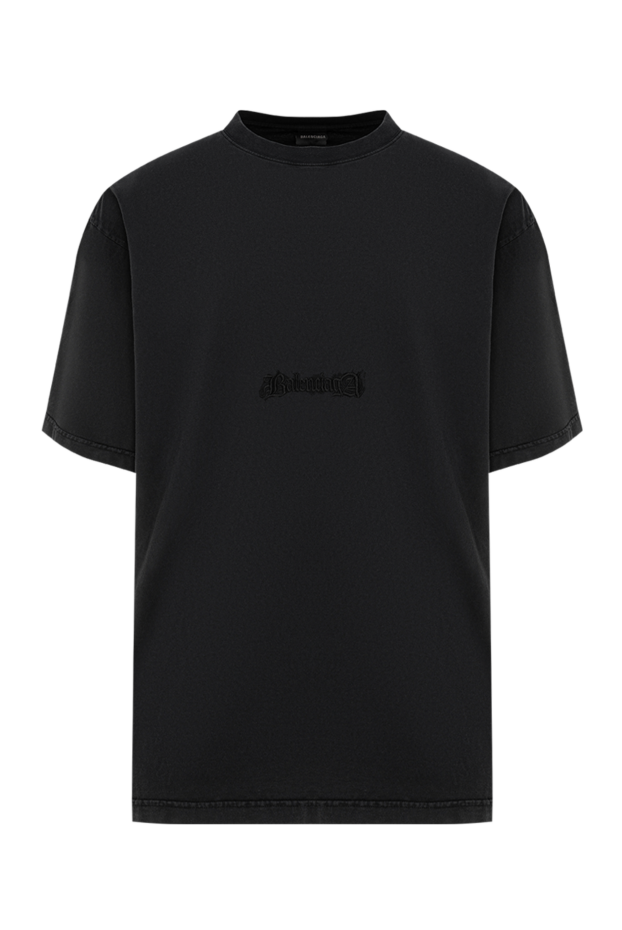 Balenciaga black men's oversized t-shirt with tonal logo embroidery 193925 - photo 1