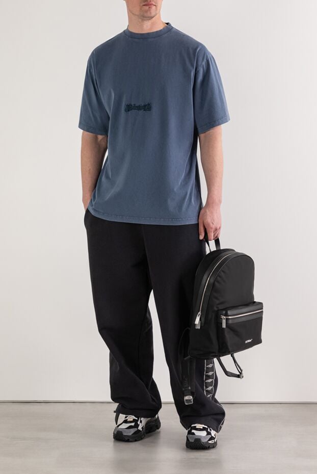 Balenciaga blue men's oversized t-shirt with tonal logo embroidery 193926 - photo 1