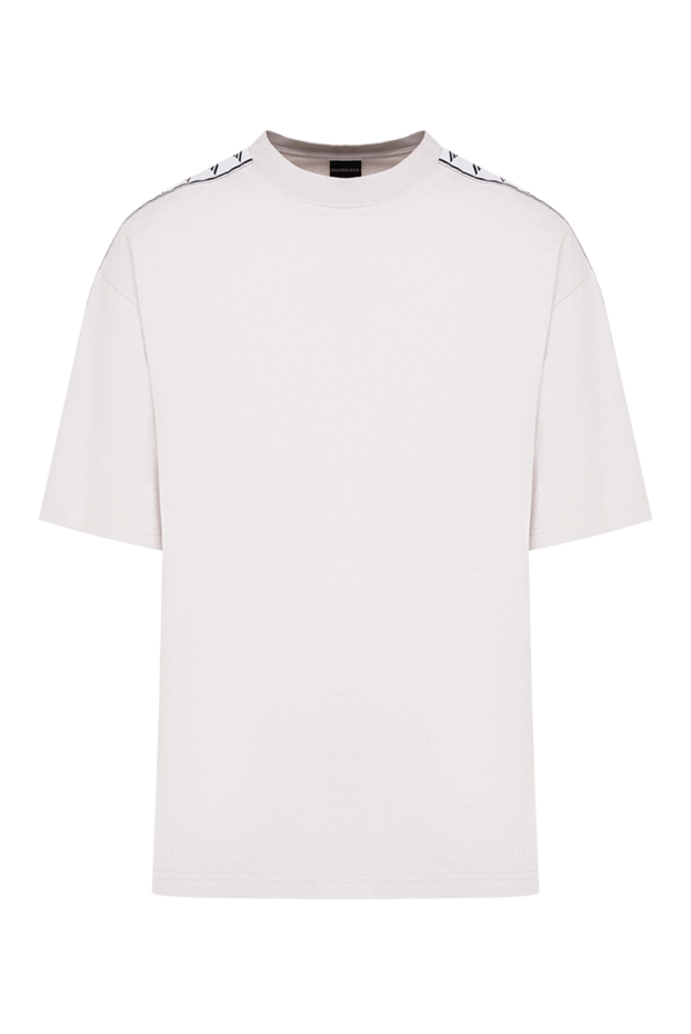 Balenciaga light grey men's oversized t-shirt with branded stripes on the shoulders 193930 - photo 1