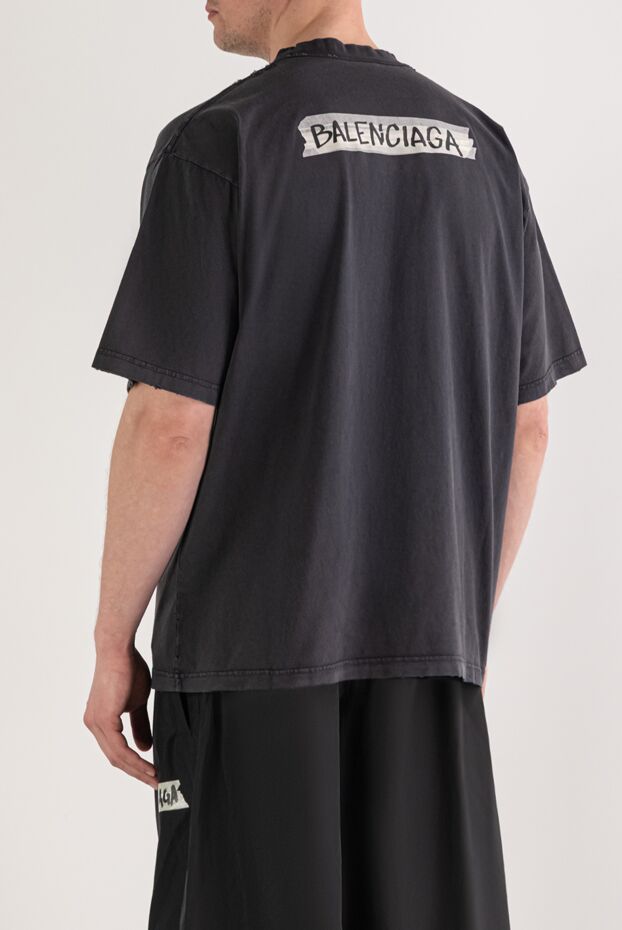 Balenciaga black men's oversized t-shirt with a distressed effect 193932 - photo 3