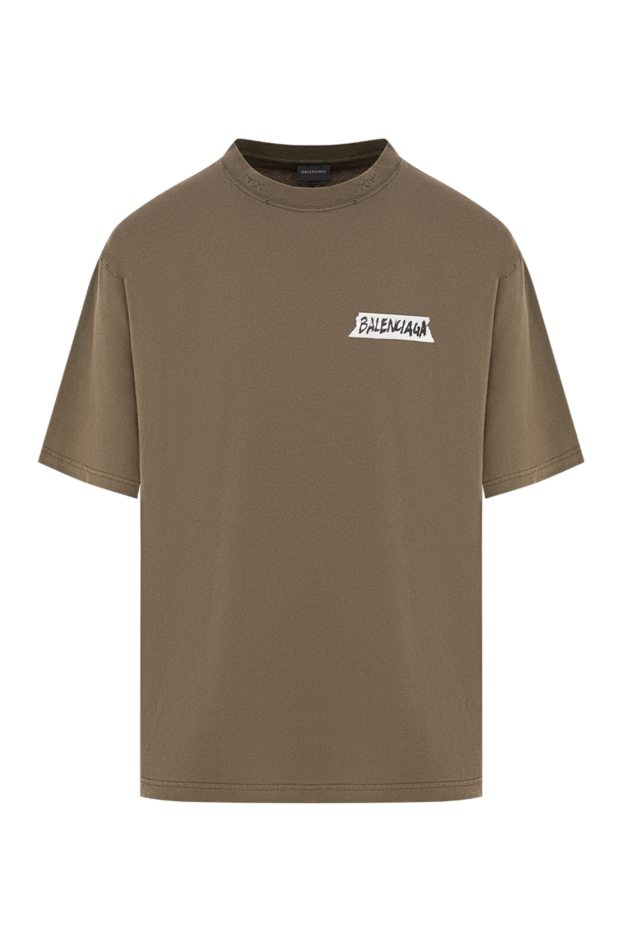 Balenciaga men's oversized khaki distressed t-shirt 193933 - photo 1