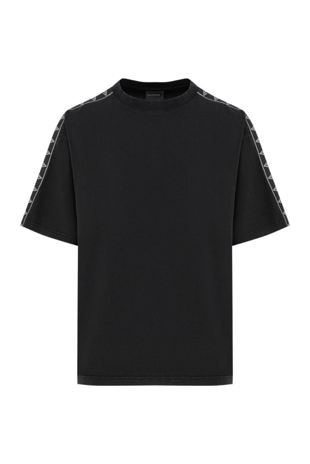 Balenciaga black men's oversized t-shirt with branded stripes on the shoulders 193934 - photo 1