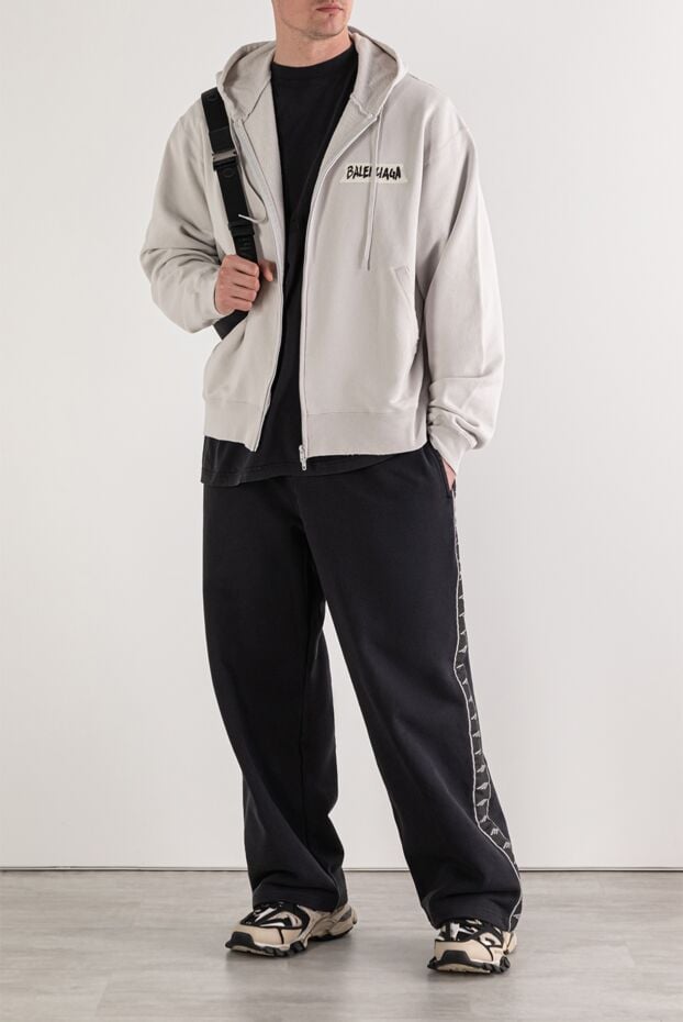 Balenciaga oversized gray zip-up hoodie in vintage dirty white 193939 - photo 2