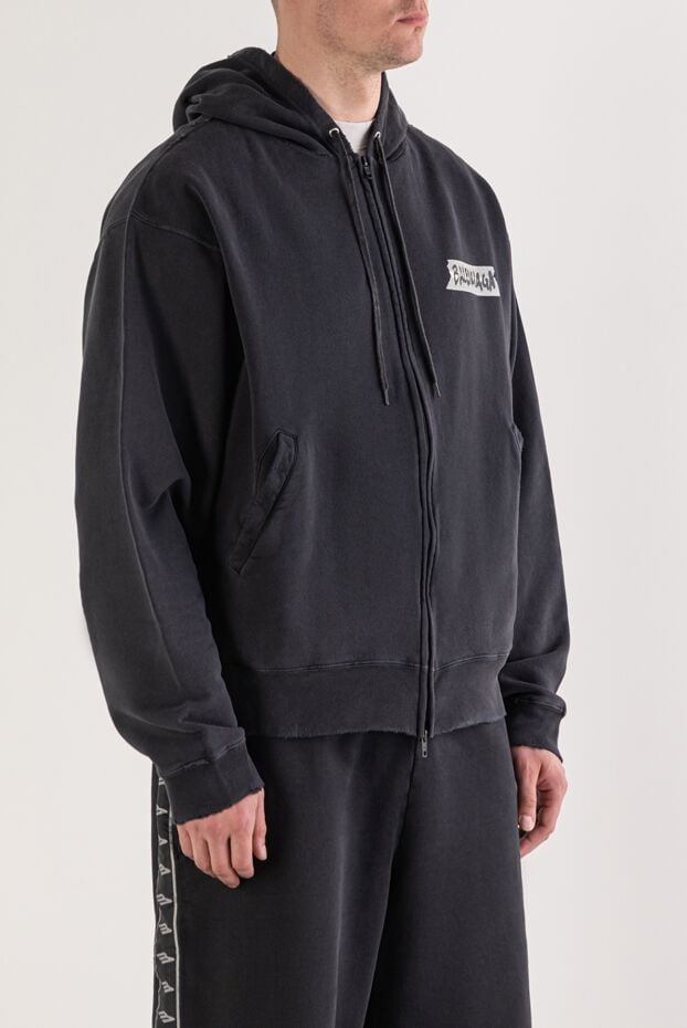 Balenciaga black oversized zip-up hoodie in vintage dirty white 193940 - photo 3