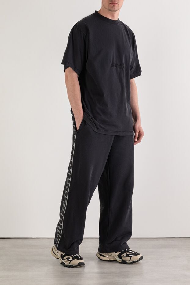 Balenciaga men's cotton fleece track pants with a distressed effect 193944 - photo 3