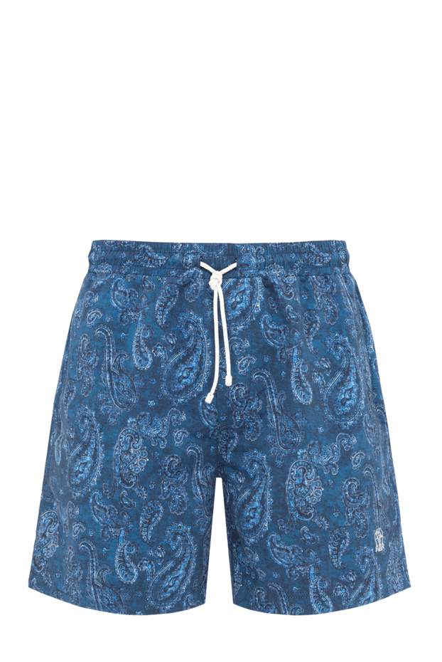 Men's blue paisley swim shorts - photo 1