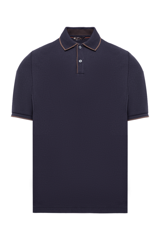 Loro Piana brentwood blue polo in stretch cotton pique with two-tone trim 194035 - photo 1