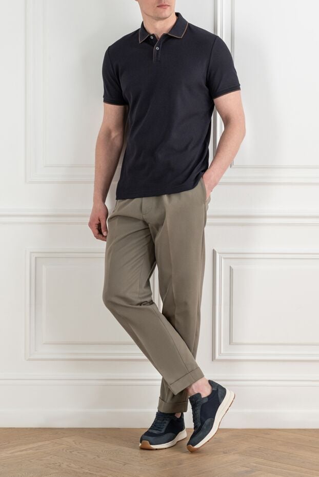 Loro Piana brentwood blue polo in stretch cotton pique with two-tone trim 194035 - photo 2