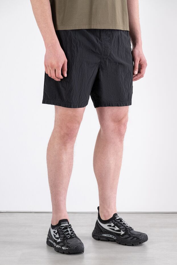 Stone Island black metal nylon mid-length swim trunks with side pockets 194042 - photo 3