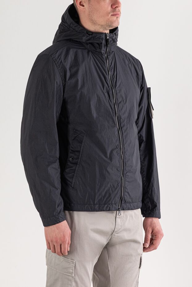 Stone Island blue hooded jacket made of lightweight nylon with a crinkled texture 194049 - photo 3