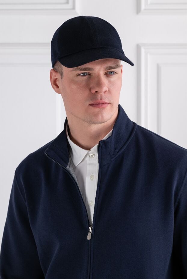 Loro Piana men's dark blue cashmere baseball cap with a water-repellent finish 194057 - photo 2