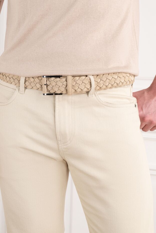Cesare di Napoli grey-beige suede belt with voluminous textured weave 194075 - photo 2