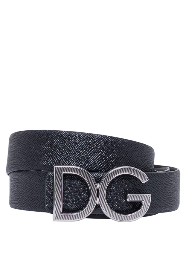 Dolce & Gabbana men's black textured dauphine leather belt with dg buckle 194097 - photo 1
