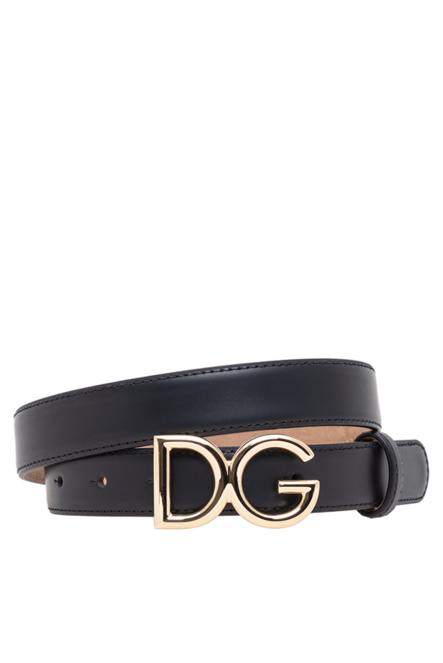 Dolce & Gabbana smooth black calfskin belt with dg logo 194103 - photo 1